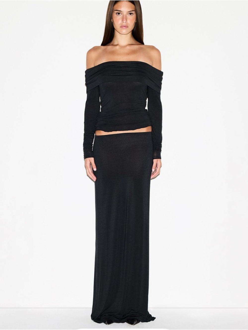 NWT Skims sheer modal long skirt black new maxi